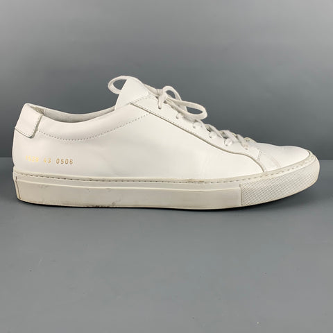 COMMON PROJECTS Size 10 White Leather Sneakers