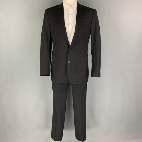 RALPH LAUREN Size 42 Long Black Wool Notch Lapel Suit