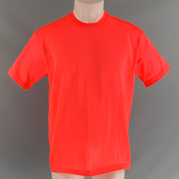 JIL SANDER Size S Orange Mesh Polyester Crew-Neck T-shirt
