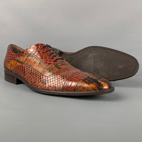 DOLCE &amp; GABBANA Taille 11 Chaussures à lacets en cuir mélangé noir marron