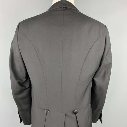 BLACK FLEECE Size 42 Black Wool Open Front Tail Coat