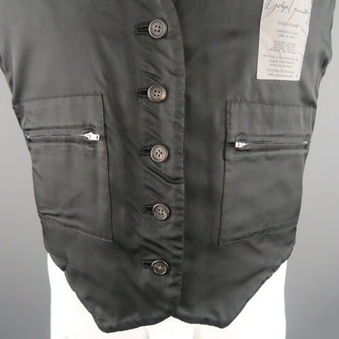 YOHJI YAMAMOTO M Black Knitted Wool Blend Reversible Vest