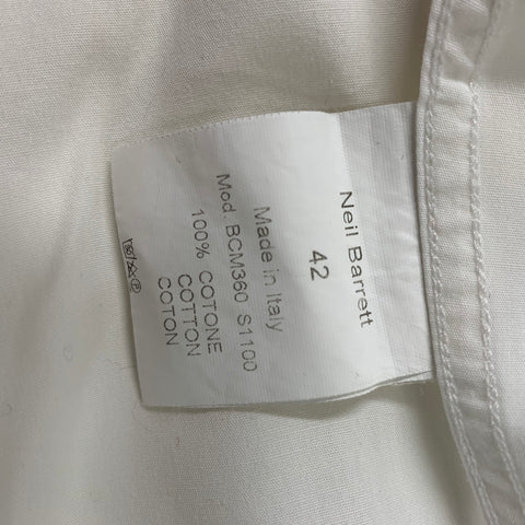 NEIL BARRETT Size L White Black Print Cotton Button Up Long Sleeve Shirt