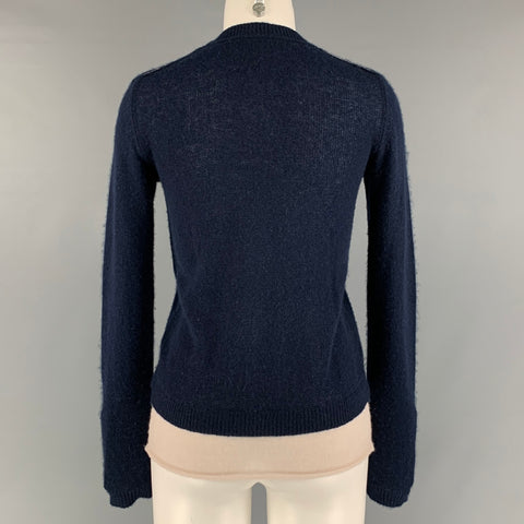 BROCHU WALKER Jersey de cuello redondo de cachemir crema azul marino talla S
