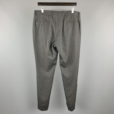 JOHN VARVATOS Size 36 Charcoal Window Pane Virgin Wool 30 Zip Fly Dress Pants