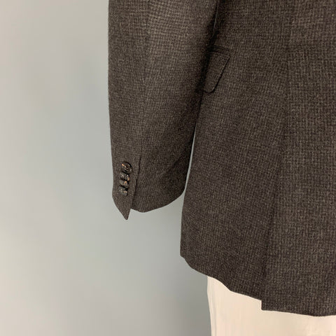 Z ZEGNA Size 40 Long Charcoal Grey Grid Wool Angora Sport Coat