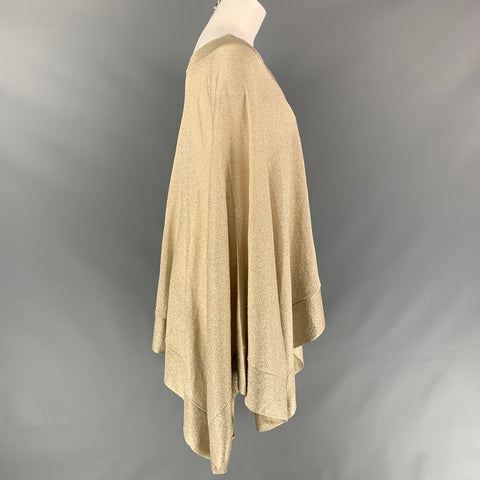 MISSONI Size 6 Gold Metallic Viscose Blend Poncho Sweater