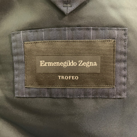 ERMENEGILDO ZEGNA Size 38 Navy Stripe Wool Peak Lapel  Suit