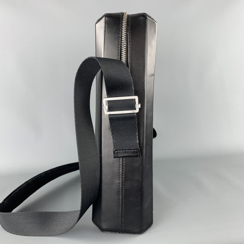 PAOLO IANTORNO Black Structured Leather Messenger Bag
