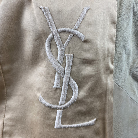 YVES SAINT LAURENT Rive Gauche Size 42 Natural Suede Notch Lapel Jacket