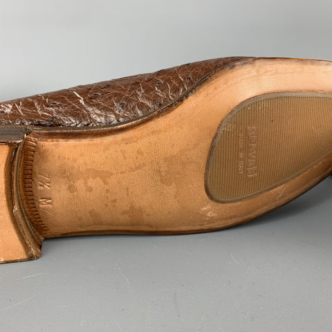 GRAVATI Talla 7.5 Mocasines Horsebit de piel de avestruz marrón