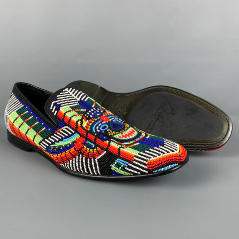 DONALD J PLINER SIGNATURE Size 9.5 Multi-Color Beaded Leather Slip On Loafers