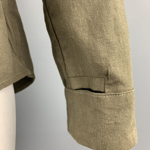 NICE COLLECTIVE L Olive Linen Notch Lapel  Jacket