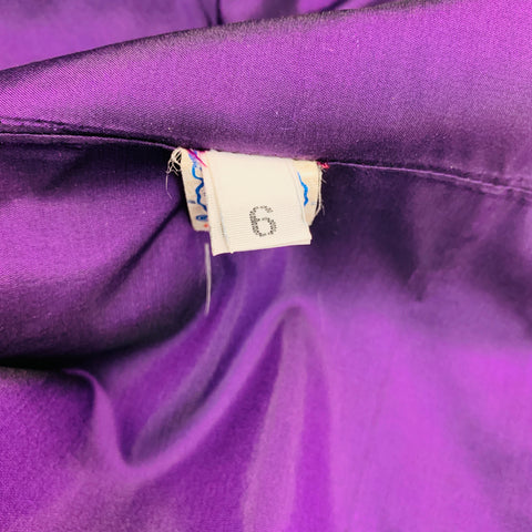 GEOFFREY BEENE Size 6 Purple Silver Lace Below Knee Skirt