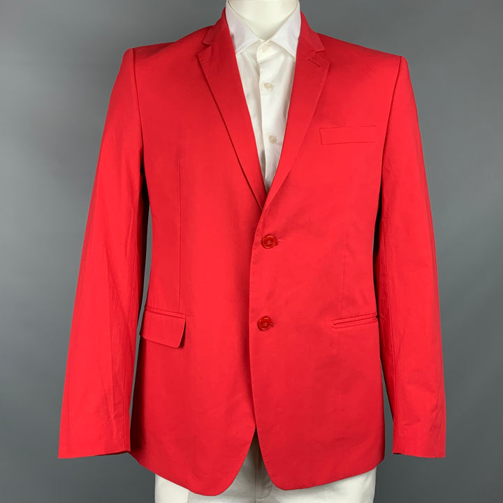 VERSACE COLLECTION Size 44 Red Cotton Notch Lapel Sport Coat
