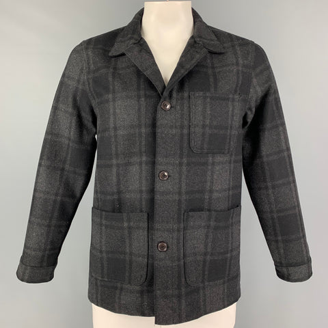 EMILE LAFAURIE Size XL Grey Black Plaid Wool Polyamide Jacket