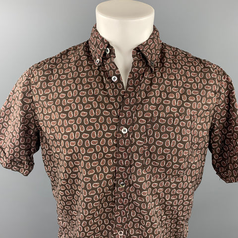JUNYA WATANABE Brown Paisley Cotton Button Down Short Sleeve Shirt