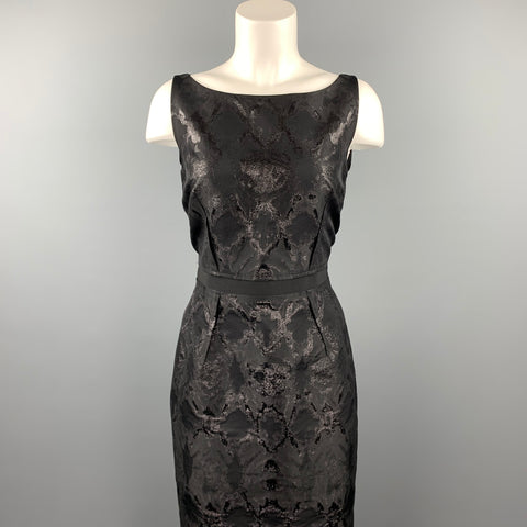 GIAMBATTISTA VALLI Taille 8 Robe de cocktail en brocart noir et acétate métallisé