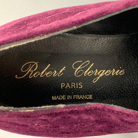 ROBERT CLERGERIE Size 8.5 Purple Velvet Jacquard Lace Up Shoes