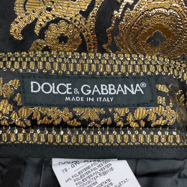 DOLCE & GABBANA Size 28 Black & Gold Metallic Brocade Polyester Blend Dress Pants