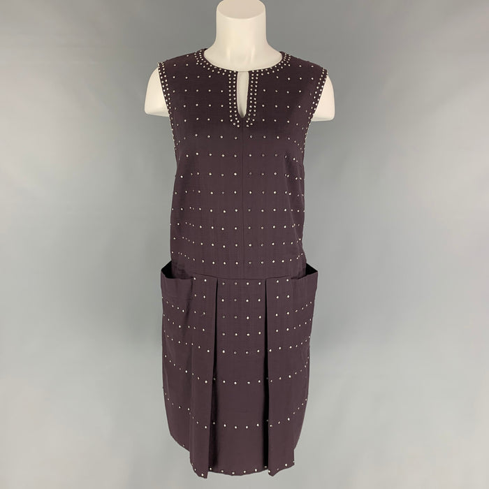 CHLOE Taille 8 Robe sans manches en mélange de viscose aubergine