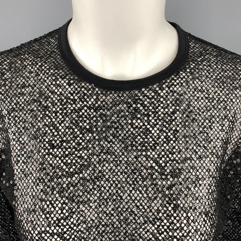 JUNYA WATANABE Size M Black Sequined Mesh Crew-Neck Pullover