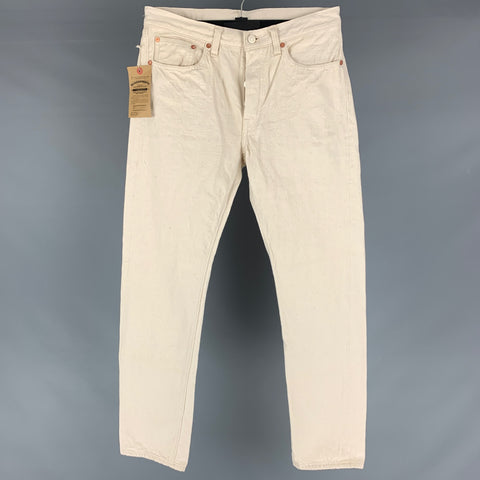 WAREHOUSE Size 32 Cream Cotton Jeans