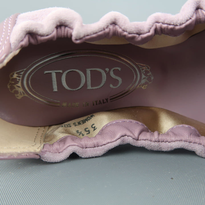TOD'S Size 4 Lavender Purple Suede Driver Sole Loafer Flats
