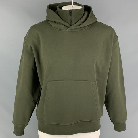 FRAME Size M Olive Cotton Polyester Half Zip Sweatshirt