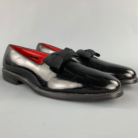 ALLAN EDMONDS Ritz Size 10.5 Black Patent Leather Tuxedo Loafers