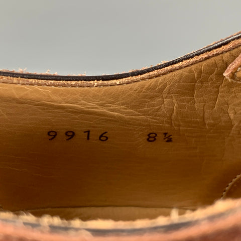CALZOLERIA HARRIS x BARNEY'S NEW YORK Size 8.5 Bronze Distressed Leather Cap Toe Shoes