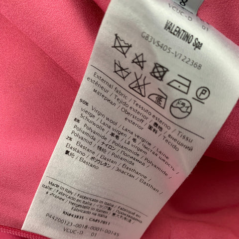 VALENTINO Size 8 Pink Wool Blend Ruffled Sleeveless Dress