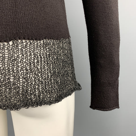 EMPORIO ARMANI Size 36 Brown Wool Boat Neck Texture Trim Pullover Sweater