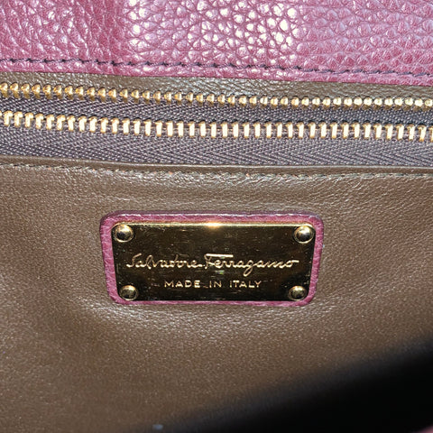 SALVATORE FERRAGAMO Burgundy Leather Pebble Grain Sofia Handbag
