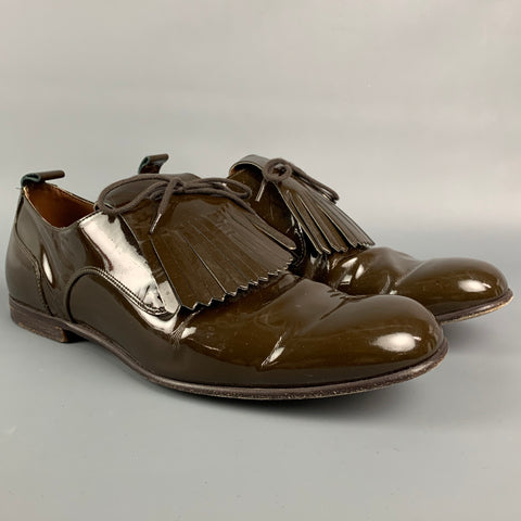 BURBERRY Size 9 Brown Patent Leather Kiltie Lace Up Shoes