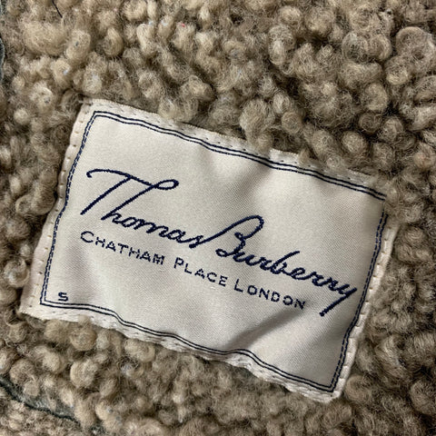 Vintage THOMAS BURBERRY Size S Black Oatmeal Shearling Vest