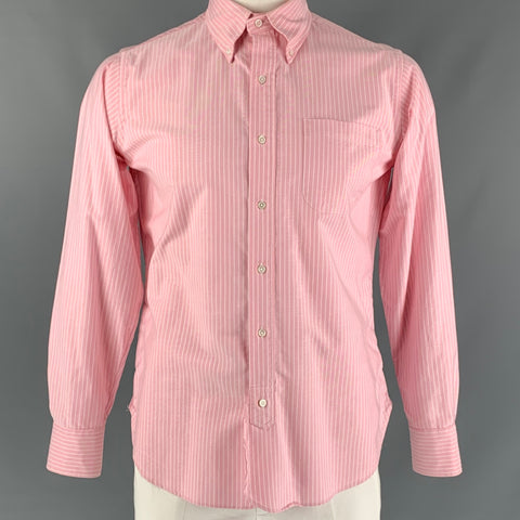 BLACK FLEECE Size L Pink Stripe Cotton Button Down Long Sleeve Shirt
