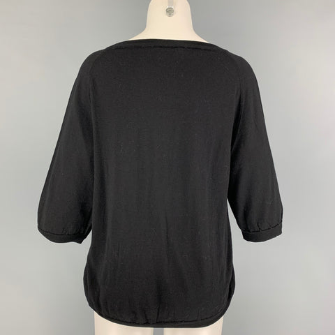 DRIES VAN NOTEN Size L Black Knit Short Sleeve Pullover