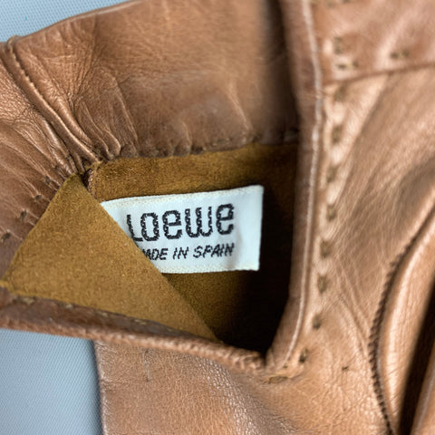 LOEWE Tan Leather Gold Buckle Gloves