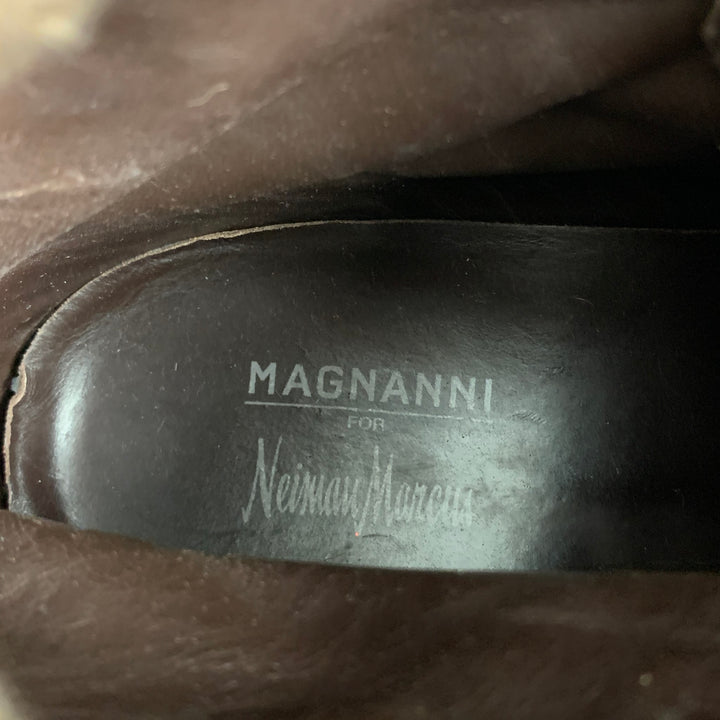 MAGNANNI Talla 9.5 Botas con cordones de cuero marrón