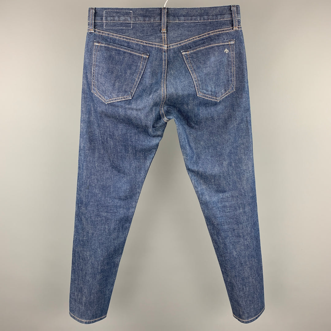 RAG & BONE Size 30 Indigo Contrast Stitch Selvedge Denim Button Fly Jeans
