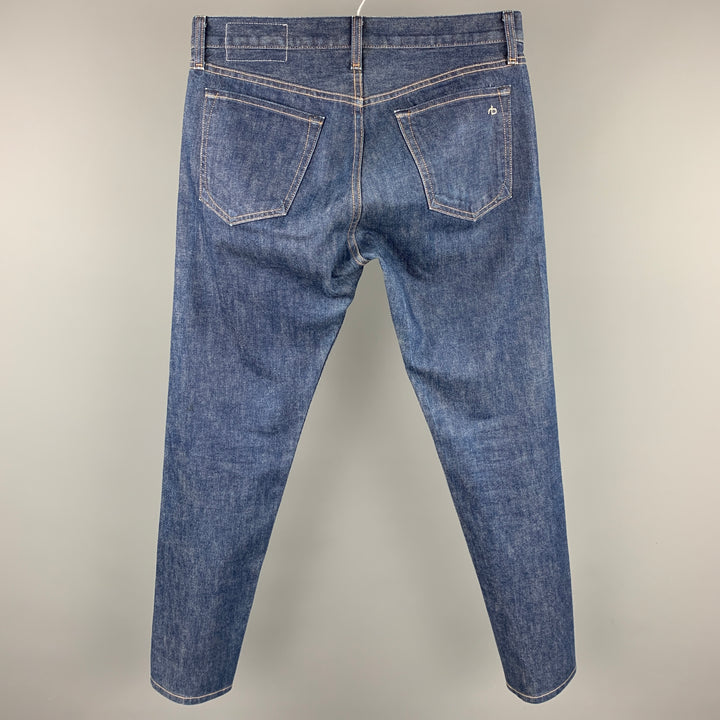 RAG &amp; BONE Taille 30 Indigo Contrast Stitch Selvedge Denim Button Fly Jeans