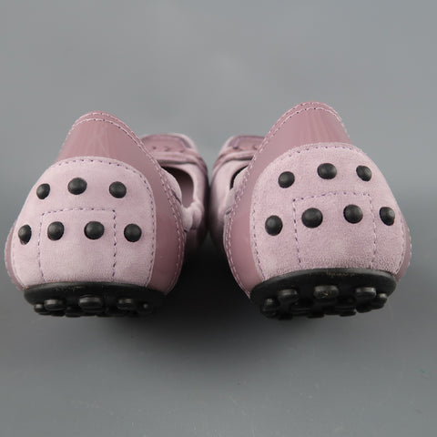TOD'S Size 4 Lavender Purple Suede Driver Sole Loafer Flats