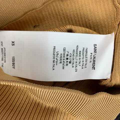 SAINT LAURENT Pantalón corto ciclista de canalé de viscosa beige Talla XS