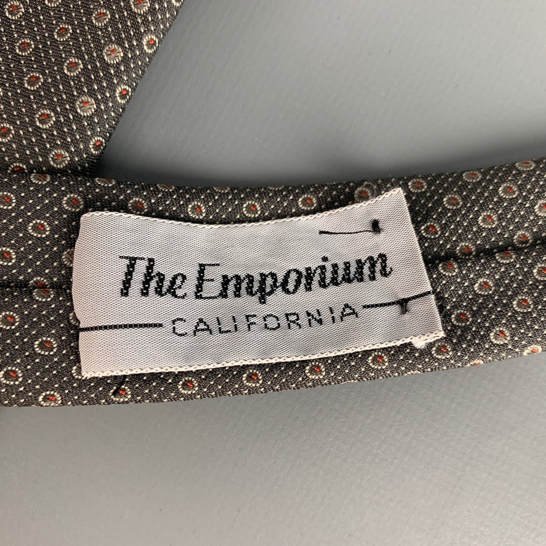 CHRISTIAN DIOR Grey White Dots Polyester Tie