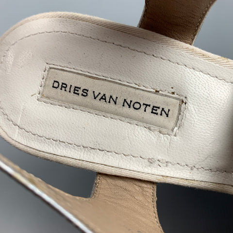 DRIES VAN NOTAN Talla 5.5 Zapatos de tacón con plataforma de ante gris iridiscente