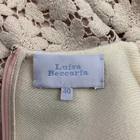 LUISA BECCARIA Taille 4 Blush Off White Robe tricotée en coton/laine
