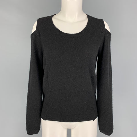 PECK&PECK Size M Black Cashmere Long Sleeve Pullover