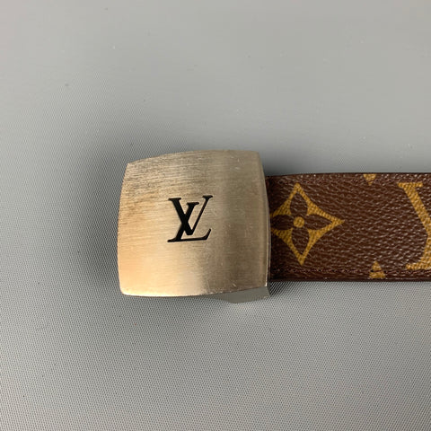 LOUIS VUITTON Taille 38 Ceinture en cuir monogramme marron