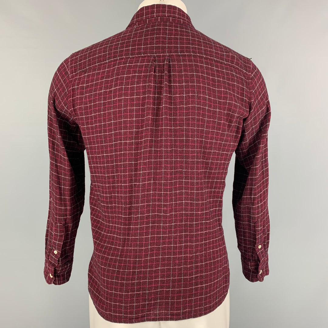 ISABEL MARANT Size XS Burgundy Plaid Viscose &  Wool Long Sleeve Shirt